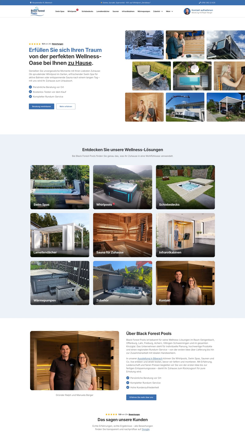 Website-Erstellung & SEO für Black Forest Pools aus Gengenbach-Biberach