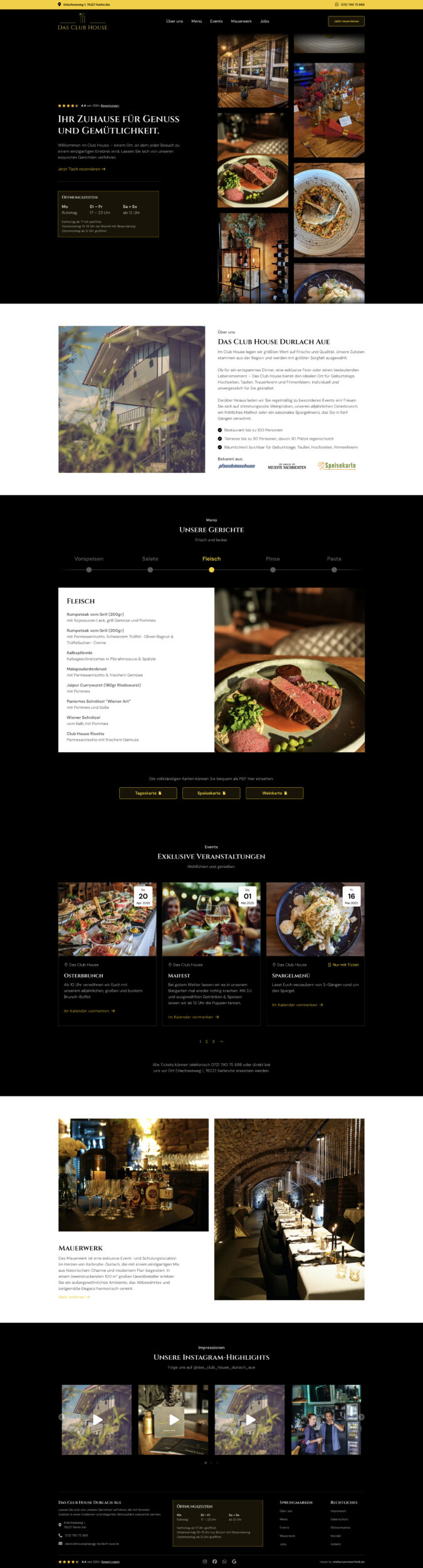 Das Club House Durlach Aue: Restaurant Website-Relaunch