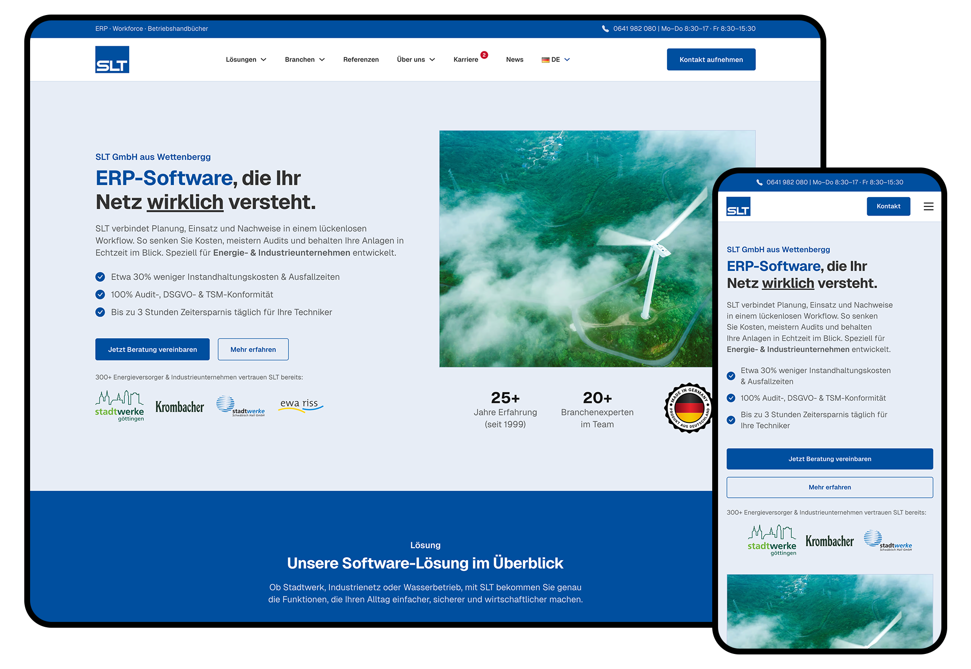Individuelle Homepage-Erstellung für einen spezialisierten ERP-Anbieter aus Wettenberg zur Steigerung der digitalen Sichtbarkeit und Neukundengewinnung.